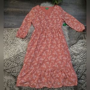 dip Pink Midi dress with all over white floral print  NWT